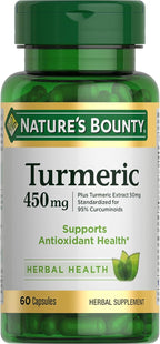 Nature's Bounty Turmeric Capsules, Herbal Supplement with Plant-Based Antioxidants, 450 Mg, 60 Ct