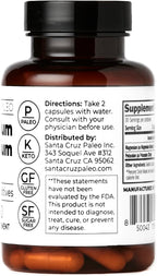 Santa Cruz Paleo Magnesium + Potassium Caps, Supplement for Men and Women, Paleo, Keto, Sugar & Gluten Free, Magnesium Glycinate 166mg and Potassium Citrate 38mg per Serving, American Made, 60 Caps
