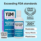 NovaFerrum Yum 16 Fl Oz | Multivitamin with Iron for Ages 4 & Up | Gluten Free Certified | Sugar Free | Raspberry Grape