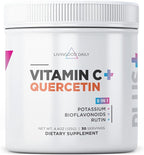 Livingood Daily High Dose Vitamin C Powder Supplement, 2,600 MG Ascorbic Acid Powder Supports Immunity & Skin Health, Powdered Vitamin C with Quercetin, Sweetened with Stevia, Vegan, 30 Servings