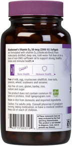 Bluebonnet Nutrition Vitamin D3 2000 IU50 mcg High Potency Immune Support, High Absorption Cold-Water Fish Liver Oil & Plant-Based Non-GMO Safflower Oil, Support Strong Bone, Gluten-Free, 250 Softgels