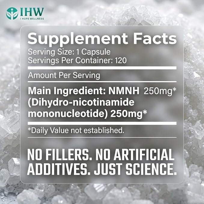 IHW NMNH, 1000mg NMN Supplement Alternative per Serving, 120 Capsules Ultra High 99.9% Purity, Supports Cellular Vitality & Stamina, Aging, Energy Focus, Non-GMO, Gluten Free