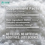 IHW NMNH, 1000mg NMN Supplement Alternative per Serving, 120 Capsules Ultra High 99.9% Purity, Supports Cellular Vitality & Stamina, Aging, Energy Focus, Non-GMO, Gluten Free