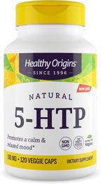 Healthy Origins 5-HTP 100 mg, 120 Veggie Capsules - Natural 5-Hydroxytryptophan from Griffonia Simplicifolia Seed - Supports Serotonin Production, Emotional Well-Being & Healthy Sleep Patterns