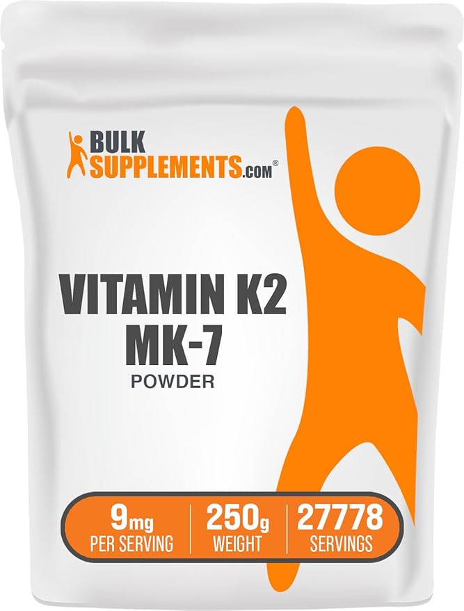 BulkSupplements.com Vitamin K2 Powder - Vitamin K2 MK-7, as Menaquinone Powder - K2 Vitamin Supplement for Wellness, Gluten Free, 9mg per Serving, 250g (8.8 oz) (Pack of 1)