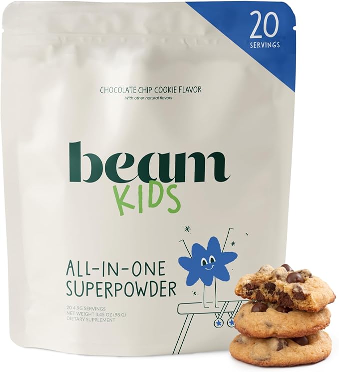 Beam Kids Multivitamin Powder – Kids Vitamins with Greens, Probiotic & Prebiotic, Immune Support for Children & Toddlers, No Artificial Sweeteners, For Picky Eaters, 20 Servings, Chocolate Chip Cookie