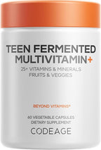 Codeage Teen Multivitamin Supplement – Daily Vitamins and Minerals for Teen Boys and Girls – Organic Whole Food Formula with Omega-3 and Vitamins A to K - 60 Capsules