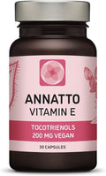 Annatto Tocotrienols Vegan Vitamin E Supplement, Tocopherol Free, Eannatto Capsules Without PAH's and contaminants - Improved from Deltagold - 200mg - Non-GMO & Antioxidant (30)