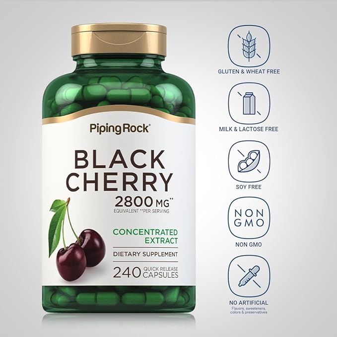 Piping Rock Black Cherry Extract Concentrate | 240 Capsules | Non-GMO, Gluten Free Supplement