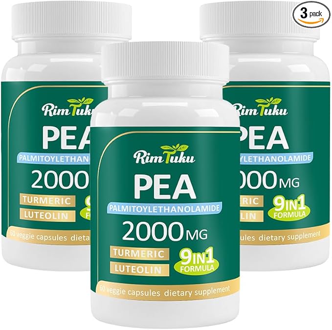 Liposomal Palmitoylethanolamide 2000MG + Luteolin 200MG + Turmeric 200MG & Fisetin 100MG, Micronized Pea 99% Highly Purified Enhanced Absorption Pea Supplement, 180 Capsules