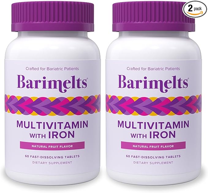 BariMelts Bariatric Multivitamin with Iron, 120 Fast-Dissolving Tablets (2-Month Supply), Sugar-Free Bariatric Vitamins for Women, Natural Fruit Flavor