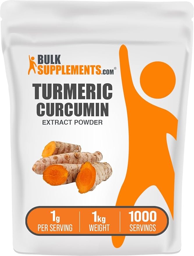 BulkSupplements.com Turmeric Extract Powder - from Turmeric Root, Curcumin Supplements, Turmeric Curcumin Powder - Gluten Free, 1g per Serving, 1kg (2.2 lbs) (Pack of 1)