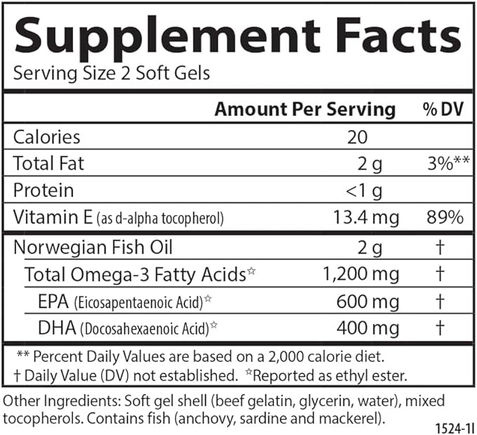 Carlson - Super Omega-3 Gems, 1200 mg Omega-3 Fatty Acids with EPA and DHA, Wild-Caught Norwegian Fish Oil Omega 3 Supplement, Sustainably Sourced Omega 3 Fish Oil, 100+30 Softgels