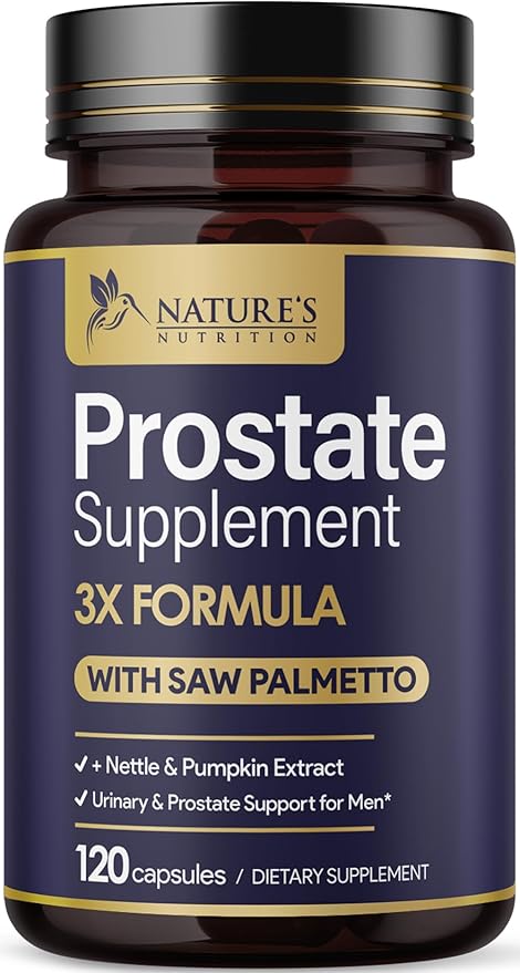 Prostate Health Supplements for Men - 3X Strength with Saw Palmetto Blend Stinging Nettle Root & Pumpkin Seed Support Complex - Supports Bathroom Trips Prostate & Urinary Health - 120 Capsules