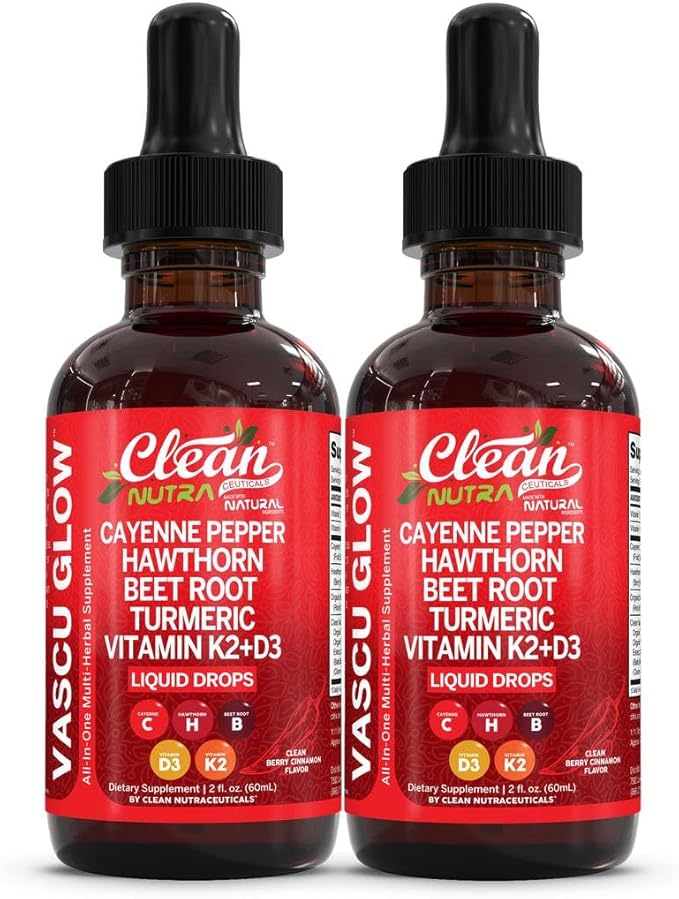Clean Nutra Cayenne Pepper Drops Supplement Liquid + Hawthorn Berry, Vitamin D3 K2 Beet Root Powder, Ceylon Cinnamon, Turmeric Curcumin, Organic Panax Ginseng, Berberine Extract Organic (2)