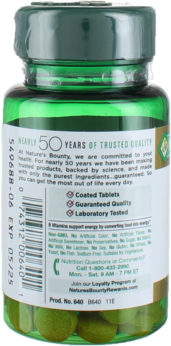 Nature's Bounty Vitamin B-2 100 mg, 100 Tablets (Pack of 6)
