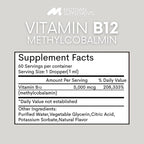 B12 Vitamins 5000 mcg - Sublingual B12 Methylcobalamin Drops - Vitamin B 12 for Women and Men - Mood & Energy Booster Methylated B 12 for Metabolism & Health Support