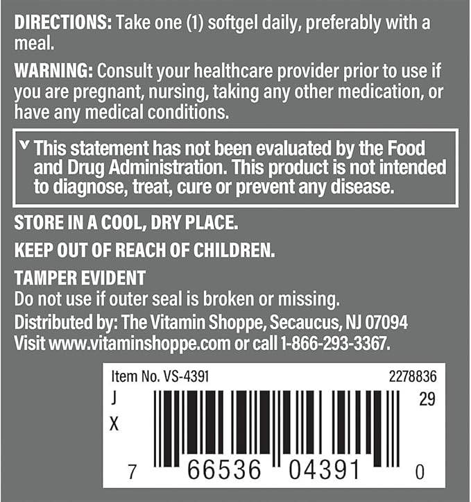 The Vitamin Shoppe Saw Palmetto 320mg - Prostate Health & Urinary Support | Standardized Berry Extract | 100 Softgels | Men's Formula