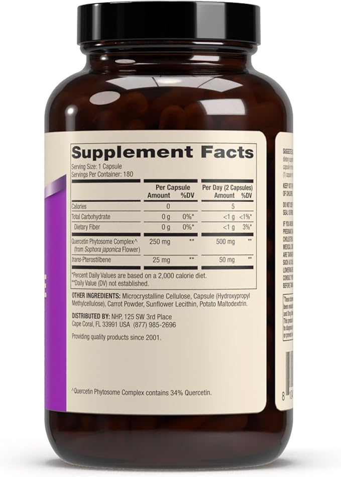 Dr. Mercola Quercetin & Pterostilbene Advanced - Supports Respiratory & Immune Health - 500 mg Quercetin - High-Bioavailability Formula - Non-GMO, Gluten-Free & Soy Free - 180 Capsules (90 Servings)
