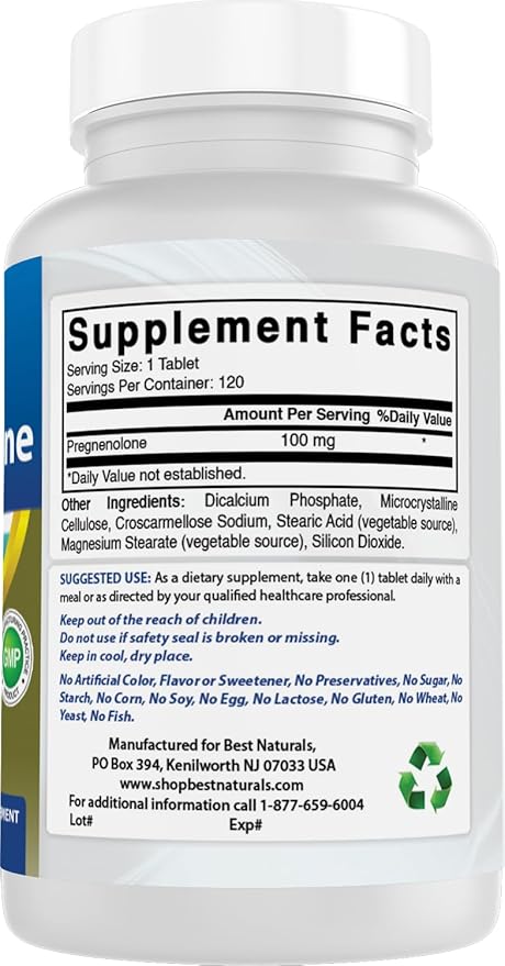 Best Naturals Pregnenolone 100 mg 120 Tablets