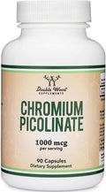 Chromium Picolinate 1000mcg - High Absorption and Bioavailability (90 Vegan Safe Capsules, Non-GMO, Gluten Free) by Double Wood Supplements