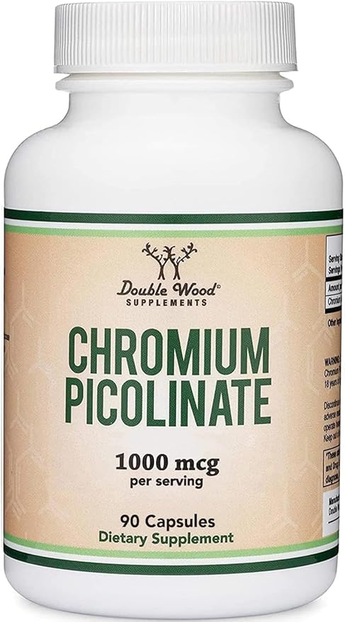 Chromium Picolinate 1000mcg - High Absorption and Bioavailability (90 Vegan Safe Capsules, Non-GMO, Gluten Free) by Double Wood Supplements