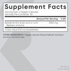 Sports Research Berberine - Herbal Ayurvedic Metabolic Health Support - 1000 mg - 60 Capsules - Vegan Certified, Gluten-Free, Non-GMO