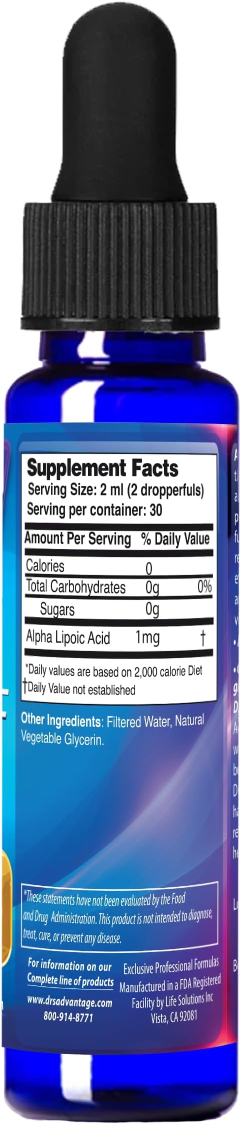 Dr's Advantage Alpha Lipoic Acid 2oz Dropper - ALA Supplement for Nutritional Support - Alpha-Lipoic Acid Liquid for Health - ALA Vitamin Nutritional Supplements