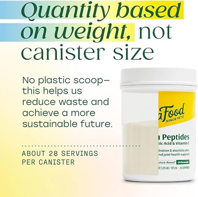 MegaFood Collagen Peptides for Women & Men - Unflavored Collagen Powder with Hyaluronic Acid & Vitamin C - Supports Skin Hair Nails & Joint Health - 20g Grass Fed Bovine Collagen - 20oz, 28 Servings