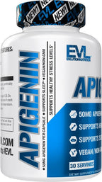 Evlution Apigenin Supplement from Chamomile Extract - Relaxing Apigenin 50mg per Serving for Stress & Mood Support Nutrient Nutrition Vegan Non-GMO Herbal Sleep Supplement (30 Servings)