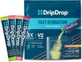 DripDrop Hydration Packets - Sunburst Variety Pack - Single Serve Electrolytes Powder Drink Mix - Lemon Lime, Strawberry, Peach, Black Cherry - Non-GMO, Gluten Free, Vegan - 32 Sticks