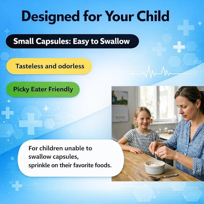 Doctor's Choice Kids Daily Probiotics, New Formula with 24 Billion CFU with Prebiotics & Digestive Enzymes, Acid-Resistant DRcaps, Vegan, Non-GMO, Gluten Free, 60 Capsules