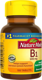 Nature Made Vitamin B1 100mg, Dietary Supplement for Energy Metabolism Support, 100 Tabletss, 100 Day Supply.
