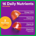 SmartyPants Organic Toddler Multivitamin Gummies: Omega 3 (ALA), Vitamin D3, C, Vitamin B12, B6, A, K & Zinc for Immune Support, Biotin, Vegetarian, Two Fruit Flavors, 60 Count (30 Day Supply)