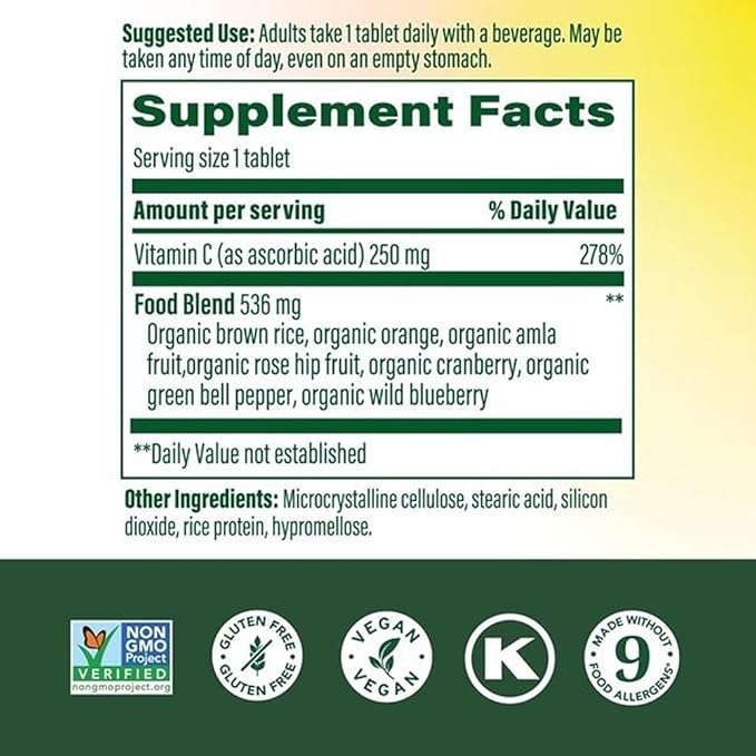MegaFood Complex C - Vegan Vitamin C Immune Support Supplement, Vitamin C Supplement Made with Real Food Including Orange, Cranberry & Brown Rice, Gluten-Free - 30 Tablets, 30 Servings