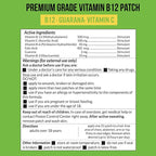 Premium Grade B12 Patches 30 Day Supply B12 Patch – Made with Vitamin B12 Methylcobalamin for Energy & Vitamin Guarana - 100% Made in The USA