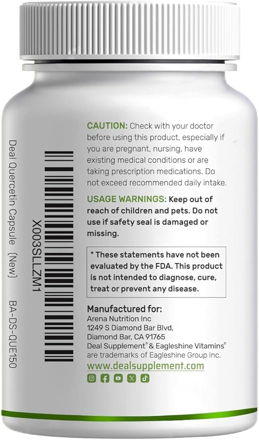 DEAL SUPPLEMENT Quercetin 1,000mg Per Serving, 300 Capsules – Healthy Immune Support Supplements, High Bioavailable Flavonoids, Natural Antioxidant – Non-GMO, Soy Free, No Gluten