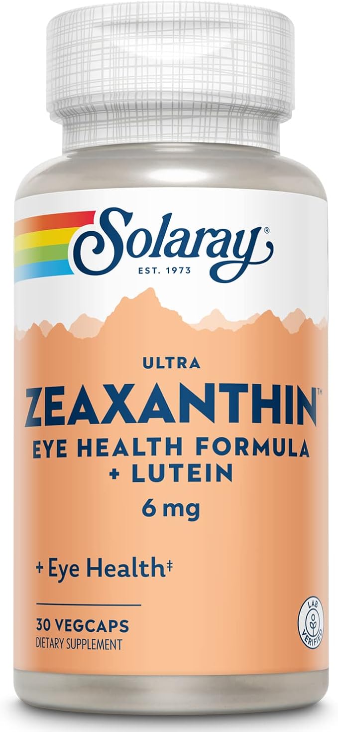 SOLARAY Zeaxanthin for Men & Women - Lutein and Zeaxanthin Supplement for Eyes, Vision & Macular Health Support Formula, Eye Vitamin Complex with Bilberry, Vitamin C, & Blueberry - 30 Veg Caps