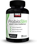 ProbioSlim Weight Loss Essentials Complete Daily Digestive Health and Weight Loss Probiotic Supplement for Women and Men with Electrolytes and Green Tea Extract, Force Factor, 120 Capsules