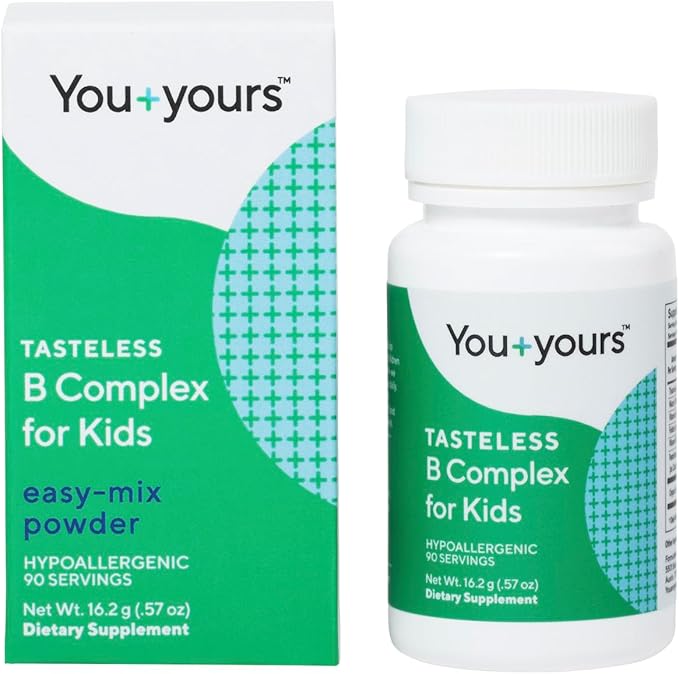 Tasteless B Complex Powder for Kids- B1, B3, B5, B6, Methylfolate and Methyl B12. No Sweeteners, Flavors, Colors or Preservatives. Add to Beverages or Food.