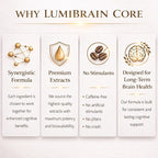 LumiBrain™ CORE Brain Supplement for Memory and Focus, Caffeine-Free Nootropic for Brain Energy, 90 Capsules