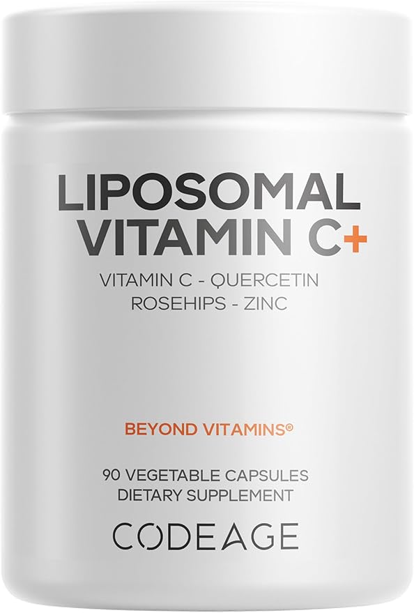 Codeage Liposomal Vitamin C Vitamins with Zinc, Elderberry, Citrus Bioflavonoids Ascorbic Acid, Quercetin & Rose Hips Fruit, Vitamina C Liposomal Supplement Pills - Non-GMO, Vegan - 90 Capsules