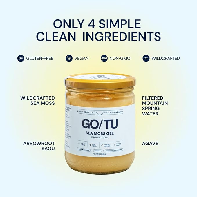 GO/TU Sea Moss Gel – 16oz Gold | Pure, Shelf-Stable Superfood | Nature’s Multivitamin