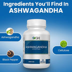 Well of Life Ashwagandha Supplements 1300mg Per Serving – with Black Pepper Extract for Calm, Focus & Sleep Support | 60 Vegan Capsules Non GMO GMP Certified USA Made