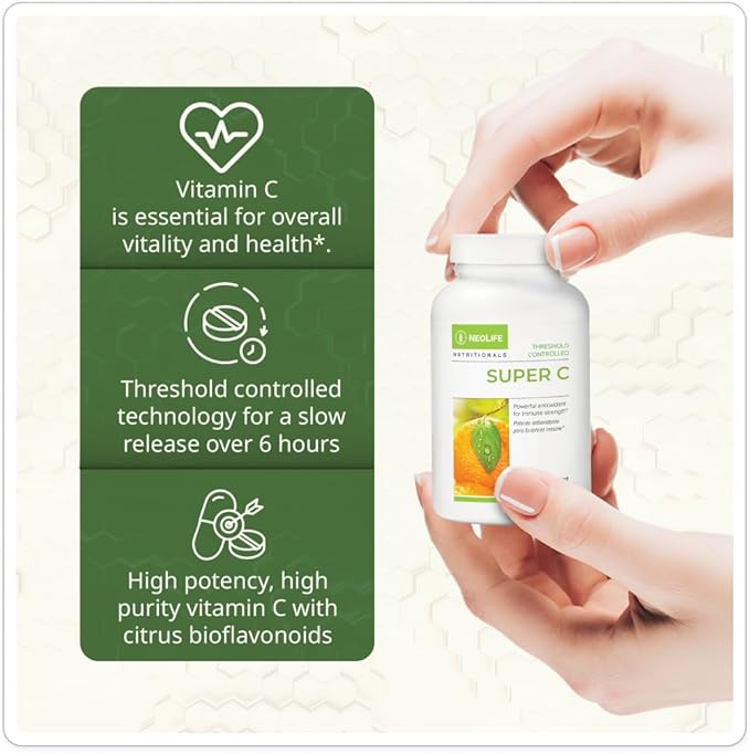 NeoLife Super C - Plant Based Extracts, 430mg Vitamin C Supplement with Rutin, Hesperidin, Lemon Bioflavonoids, Tablet Supplements, Orange Juice Powder & Acerola Cherries - 200 Tablets