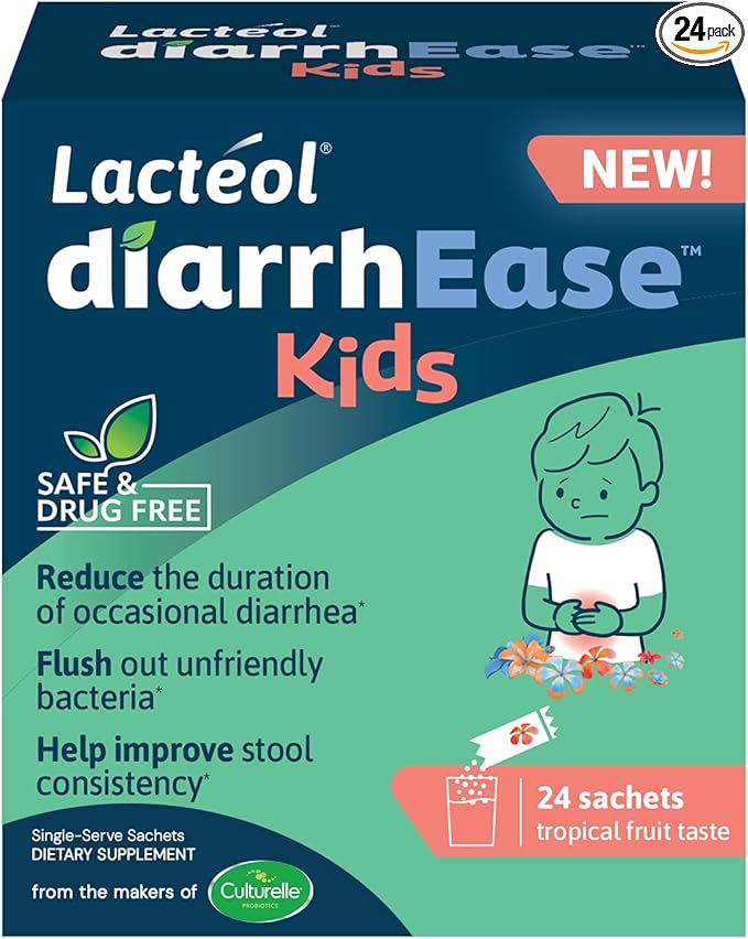 Lactéol diarrhEase Kids - a Safe, Drug Free and clinically Tested postbiotic Strain That Shortens The Duration of Occasional Diarrhea- Works Naturally with Your Child’s Body, 24 Count