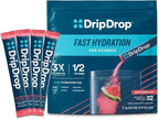 DripDrop Hydration Packets - Watermelon - Single Serve Electrolytes Powder Drink Mix - Non-GMO, Gluten Free, Vegan - 32 Sticks