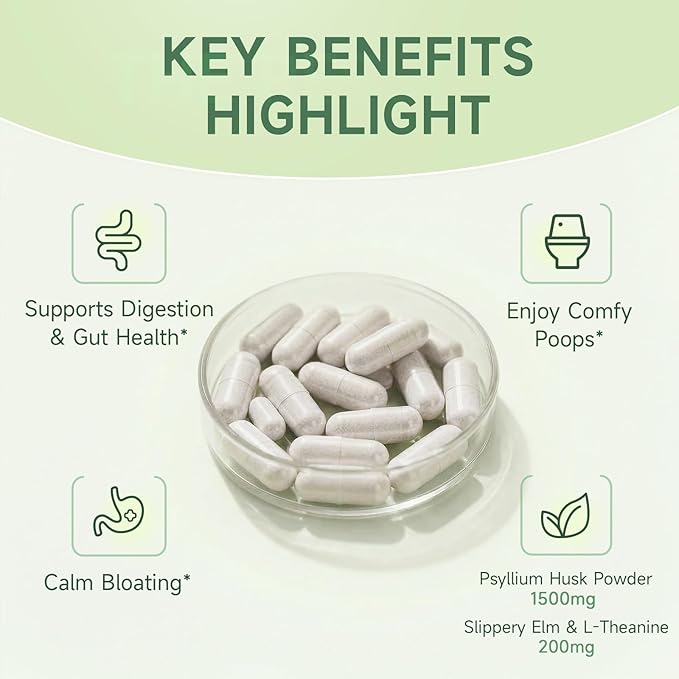 iMATCHME Fiber Supplement with Psyllium Husk Powder,Slippery Elm for Soften Stool,Effortless Bowel Movements,Digestive & Gut Cleanse Support-Prebiotic Fiber 240 Capsules