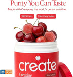 Create Creatine Monohydrate Gummies for Men & Women, Boost Focus, Strength, and Endurance, Anti-Melting Formula, Vegan, Gluten-Free, Non-GMO, 1.5g of Creatine per Gummy (Sour Cherry)
