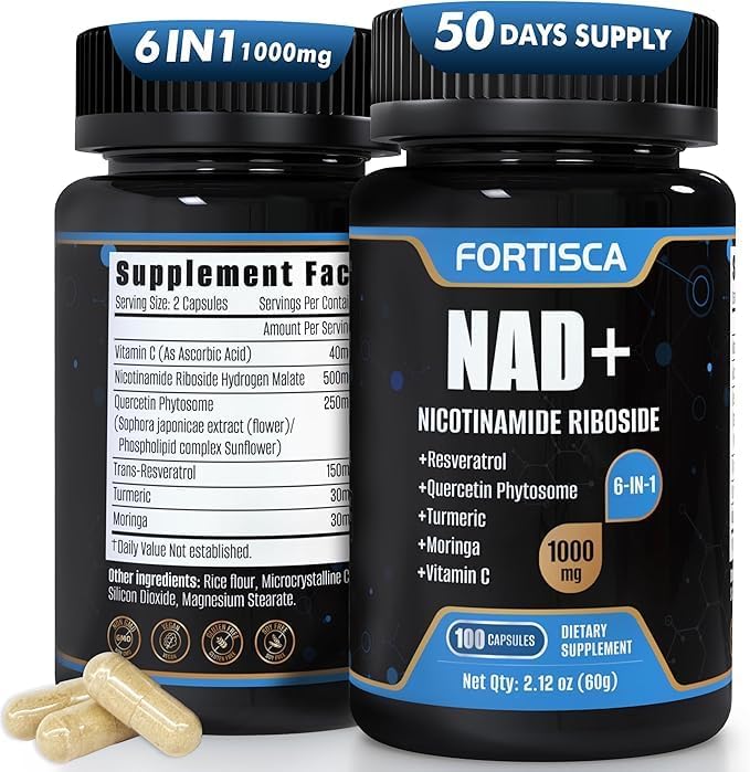 NAD+ Supplement, Liposomal 1000mg NAD+ Supplement with Resveratrol, 6 in 1 NMNH Supplement Alternative High Purity NAD Plus for Men and Women Energy & Healthy Aging – 100 Capsules